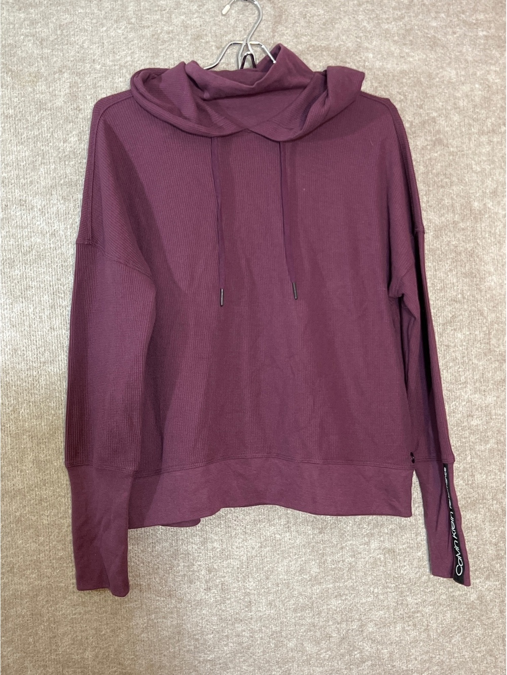Calvin Klein Performance Women’s Hoodie Medium Maroon Waffle Knit Pullover